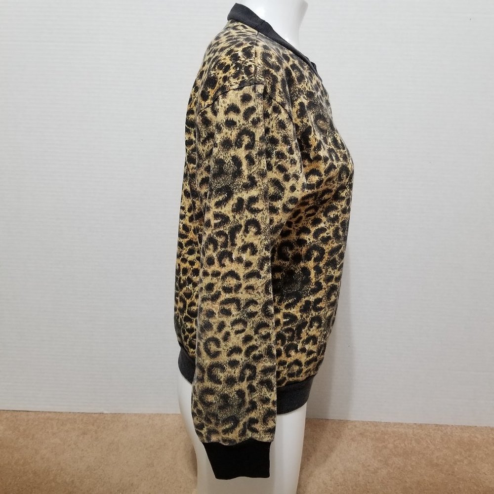 Sky Lite sweatshirt Size? leopard cheetah animal print ringer pullover VINTAGE - Picture 4 of 9
